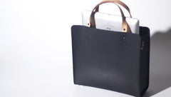 Handmade Leather Black Womens Tote Purses Handbag Tote Bag for Women