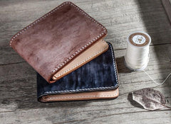 Handmade Vintage Leather Mens Small Wallet Bifold billfold Wallet for Men