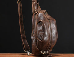 Cool Leather Mens Sling Bag Shoulder Sling Bag Chest Bag for men