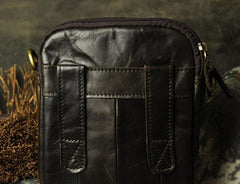 Small Mens Leather Belt Pouch Side Bag Belt Case Waist Pouch Holster for Men