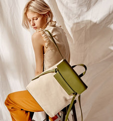 Cute Canvas Leather Womens Backpack Travel Backpack School Backpack for Women
