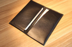 Black LEATHER Womens Bifold Long Wallet Leather Long Wallet FOR Women