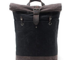 Cool Waxed Canvas Leather Mens Hiking Backpacks Canvas LaptopBackpack Canvas School Backpack for Men