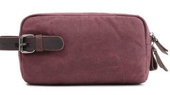 Cool Waxed Canvas Leather Mens Zipper Wristlet Bag Vintage Clutch Zipper Bag for Men