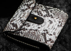 Handmade Leather Boa Skin Tooled Mens billfold Wallet Cool Small Wallet for Men