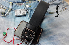 Handmade Black Leather Mens Belt Leather Belt for Men