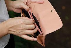 Leather Cute Womens Long Slim Wallet Bifold Long Wallet Clutch For Women