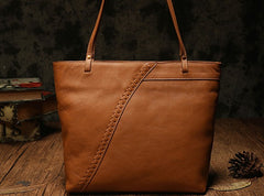 Fashion Handmade Brown Leather Tote Bag Shopper Bag Tote Purse For Women