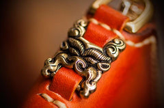 Handmade Leather Tibetan Tooled Mens billfold Wallet Cool Small Chain Wallet Biker Wallet for Men
