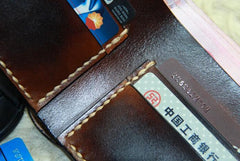 Vintage Leather Mens Slim Small Wallet Leather Small Wallets billfold Wallet for Men