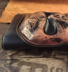 Handmade Genuine Leather Mens Clutch Cool Long Wallet Skull Zipper Clutch Wristlet Wallet for Men