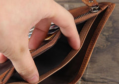Handmade Genuine Leather Mens Cool Billfold Leather Wallet Men billfold Wallets Bifold for Men