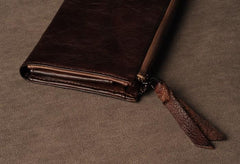 Leather Mens Cool Long Leather Wallet Phone Zipper Clutch Wallet Wristlet Wallet for Men