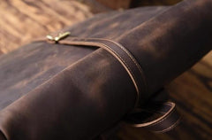 Vintage Brown Leather Mens Backpack Large Travel Backpack Hiking Backpack for men
