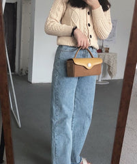 Cute Yellow Leather Womens Mini Box Purse Handbag Shoulder Bag for Women