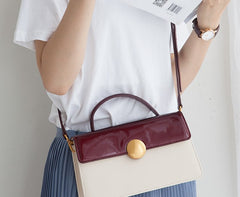 Cute Leather Womens Stylish White Handbag Crossbody Purse Barrel Shoulder Bag for Women