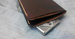 Coffee Vintage Leather Mens Small Wallet Leather billfold Bifold Wallets for Men