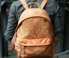 Cool Brown Leather Mens Backpacks Travel Backpacks Laptop Backpack for men