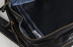 Cool Black Genuine Leather Mens Backpack Large Travel Backpack Hiking Backpack for men