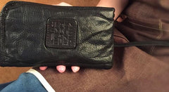 Genuine Leather Mens Cool Long Leather Wallet Cards Phone Zipper Clutch Wristlet Wallet for Men