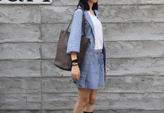LEATHER Large WOMENs Bucket Tote Bag Work Tote Purses FOR WOMEN