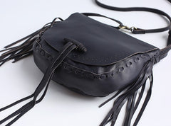 Stlyish WOMENs LEATHER Tassels Shoulder Bag Saddle Crossbody Purse With tassels