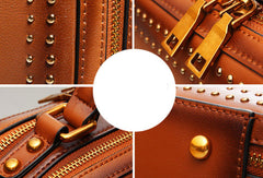 Genuine Leather handbag rivet bag tassels shoulder bag for women leather bag - EverHandmade