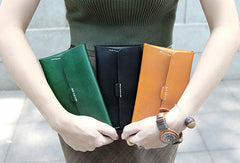 Handmade leather detachable clutch purse long wallet purse clutch women - EverHandmade