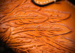Handmade Leather Tooled Skull Indian Chief Biker Wallets Mens Cool billfold Chain Wallet Trucker Wallet with Chain