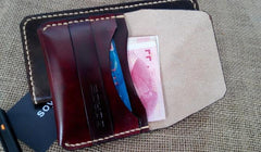 Handmade Leather Mens Slim Small Wallet Leather Card Wallets for Men