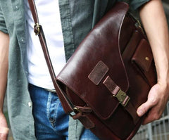 Cool Leather Mens Large Messenger Bags Shoulder Bag for men