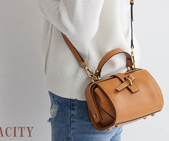 Small Leather Stylish Womens Boston Handbag Doctor Shoulder Bag for Women
