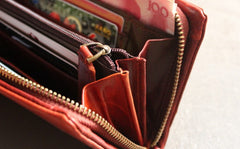 Vintage LEATHER Mens Long Wallet Cool Zipper Long Wallet FOR Men