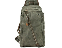 Cool Waxed Canvas Mens  Chest Bag Sling Bag One Shoulder Packs for men