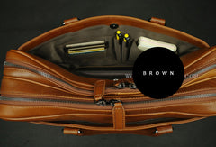 Large leather men Briefcase large vintage shoulder laptop Briefcase Travel Briefcase - EverHandmade