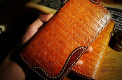 Handmade Leather Mens Tibetan Chain Biker Wallets Cool Leather Wallet Long Clutch Wallets for Men