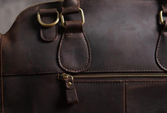 Handmade Cool leather mens Shoulder Briefcases vintage laptop Briefcase Business Briefcase - EverHandmade