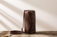 Cool Small Mens Leather Barrel Bag Messenger Bags Shoulder Bags  for Men