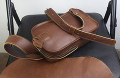 Genuine Black Leather Mens Cool Sling Pack Chest Bag Sling Bag Crossbody Pack for men