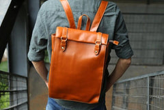 Brown Leather Mens Backpack Travel Backpacks Laptop Backpack for men