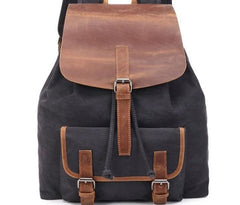 Waxed Canvas Leather Mens Backpack Canvas Travel Backpacks Canvas School Backpack for Men