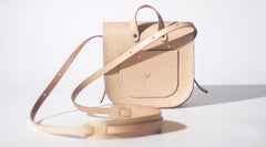 Womens Beige Leather Saddle Shoulder Bag Purse Handmade Crossbody Bag for Women