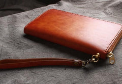Handmade Leather Wristlet Wallet Mens Long Wallet Cool Long Clutch Wallet for Men