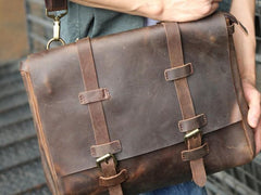 Vintage Leather Mens Briefcase Messenger Bag Handbag Shoulder Bag for men