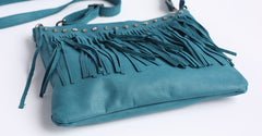 Vintage WOMENs LEATHER Tassels Shoulder Bag Handmade Crossbody Purse With tassels
