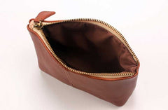Vintage LEATHER Womens Zipper Wallet Change Wallet Makeup Pouches FOR Women