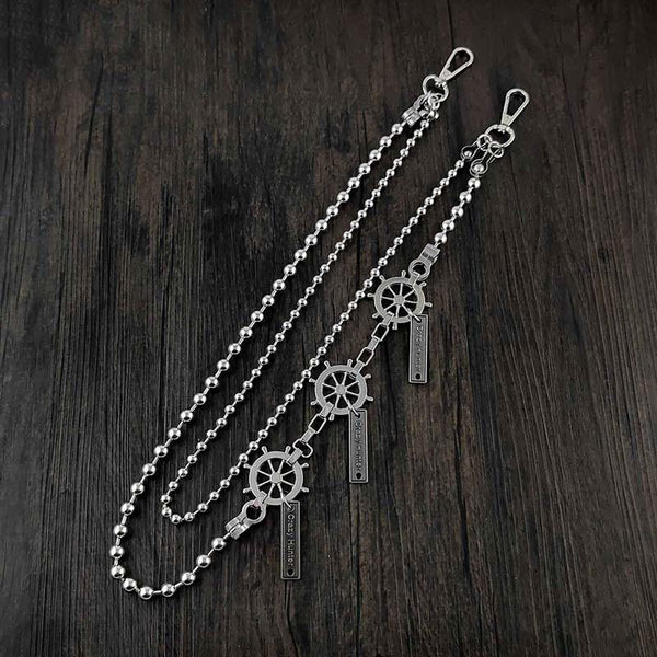 31'' Metal BIKER SILVER WALLET CHAIN Beaded LONG PANTS CHAIN ANCHOR jeans chain WG00452033