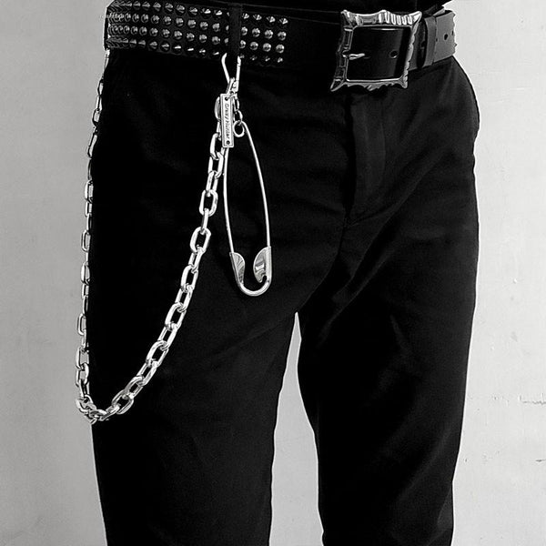 32'' Metal BIKER SILVER WALLET CHAIN LONG - Back View