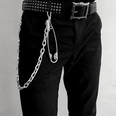 32'' Metal BIKER SILVER WALLET CHAIN LONG Safety Pin PANTS CHAIN jeans chain jean chainS FOR MEN