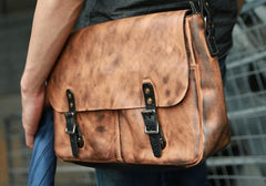 Cool Handmade Vintage Leather Mens Messenger Bags Shoulder Bag for men